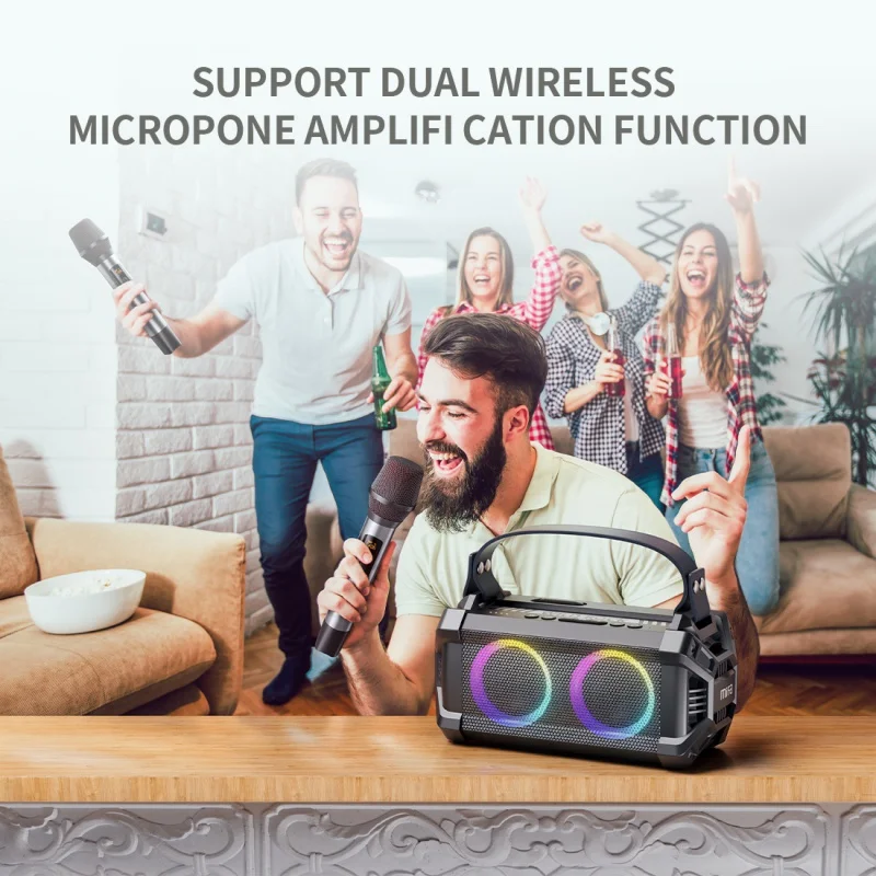 

Портативная караоке-Колонка mifa WildRock с беспроводным микрофоном, Bluetooth, мощный звук 60 Вт, 13 часов воспроизведения