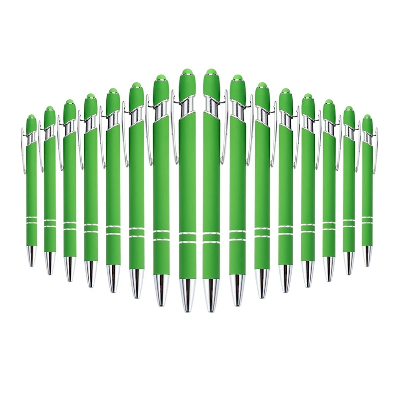 

16 Pieces Ballpoint Pens With Stylus Tip, Rubberized Soft Contact Ballpoint Pen Black Ink Metal Pen For Tablets