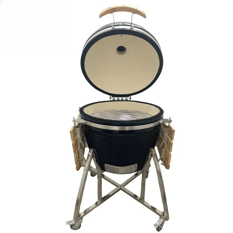 Фото Керамический угольный гриль KIMSTONE KAMADO 26 дюймов, большой, черный, для барбекю (Китай) №2