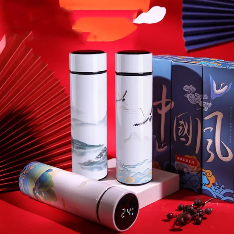 

2022New Steel 450ML Creative Style LED Vacuum Flasks Coffee Mug Water Bottle Temperature Display Thermos Tea Milk Mug