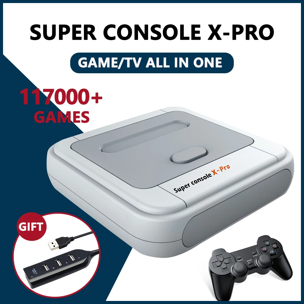 Retro Super Console X PRO TV Video Game Console For PSP/PS1/MD/N64 WiFi Support HD Out Built-in 60 Emulators with 117000+Games