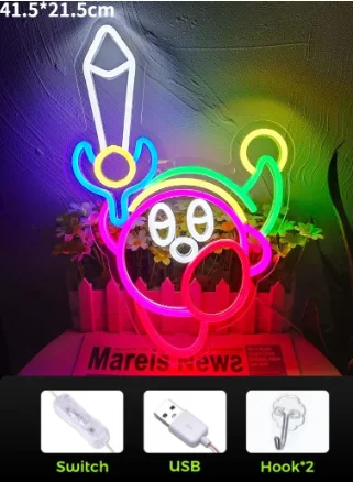 

Anime neon light-emitting led wall decoration game room layout atmosphere gift night light star kabi children's room creative