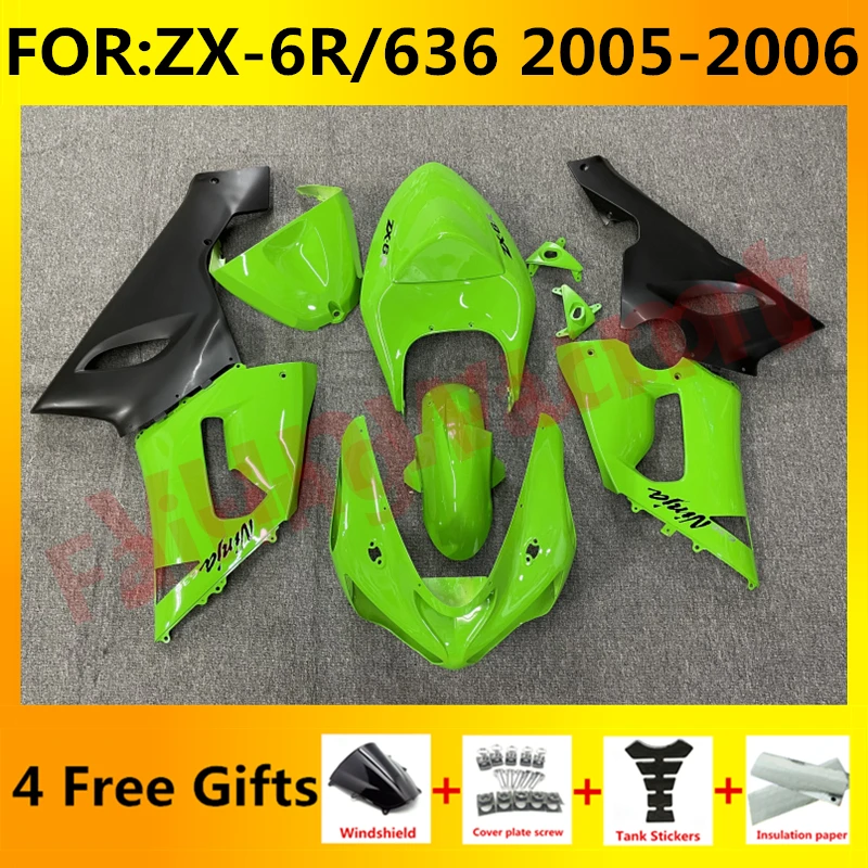 

Motorcycle Injection mold Fairings Kit fit for Ninja ZX-6R 2005 2006 ZX6R zx 6r 636 05 06 bodywork full fairing set green black