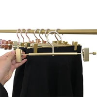 5pcs trouser hanger aluminum alloy metal heavy duty pants skirt drying rack gold trousers clips wardrobe storage clothes hangers