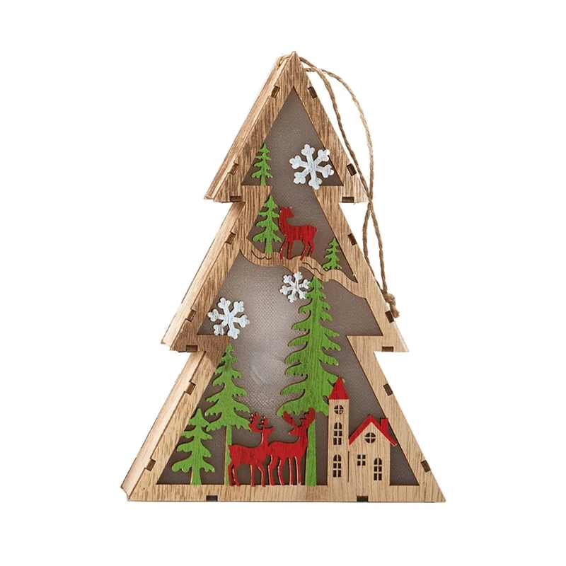 

Рождественское украшение для спальни, подвеска на рождественскую елку, деревянная светящаяся Рождественская елка, праздничное украшение, ...