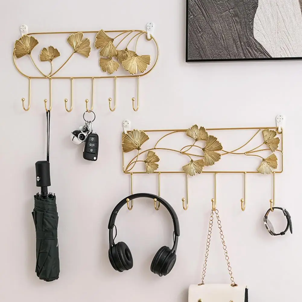 Декоративные листья причудливый подвесной Железный крючок для пальто золотой