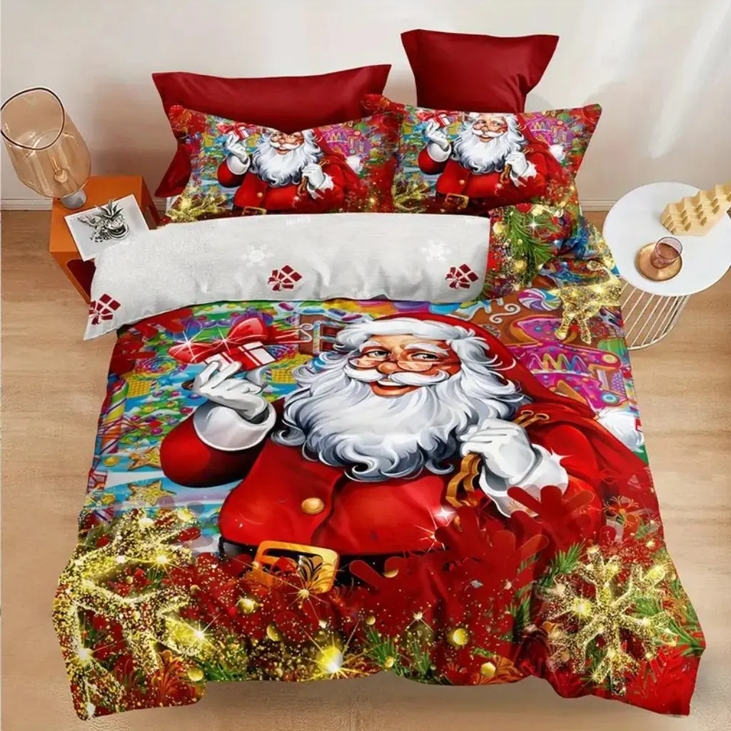 3D Santa Claus Christmas Tree Merry For Boys And Girls Super Soft Comfortable Bedding Digital Print Quilt Core