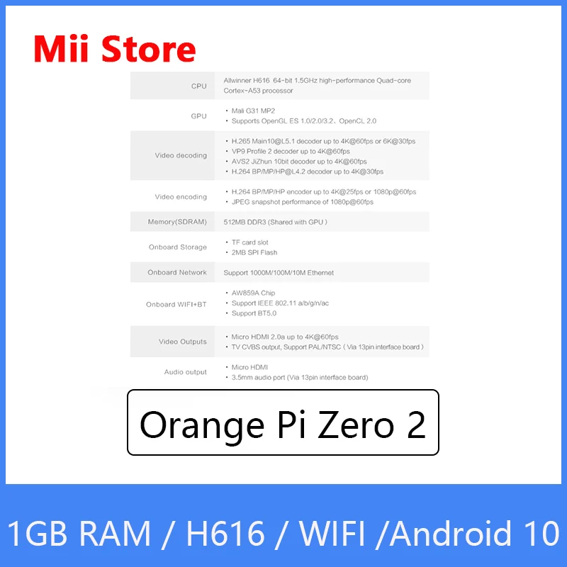 Оранжевый Pi Zero 2 1 Гб + прозрачная фотография ABS чип Allwinner H616 поддержка BT Wif Run Android 10