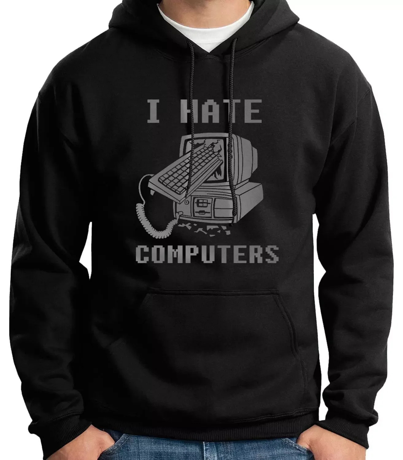

NEW IN SWEATSHIRT HOODED-I HATE COMPUTERS-FUNNY