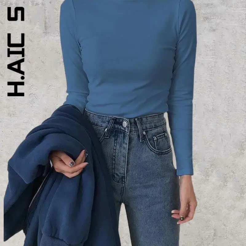 

H.Aic S New Knitted Women Sweater Turtleneck Warm Casual Women's Sweaters 2022 Sweet Sexy Women's Sweater Popular Basic Tops