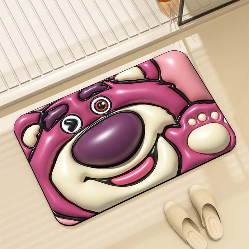 

3D Door Mat Cartoon Bath Mat Toilet Door Entrance Bathroom Absorbent Anti Slip Soft Diatom Mud Cute Floor Bathroom Mat