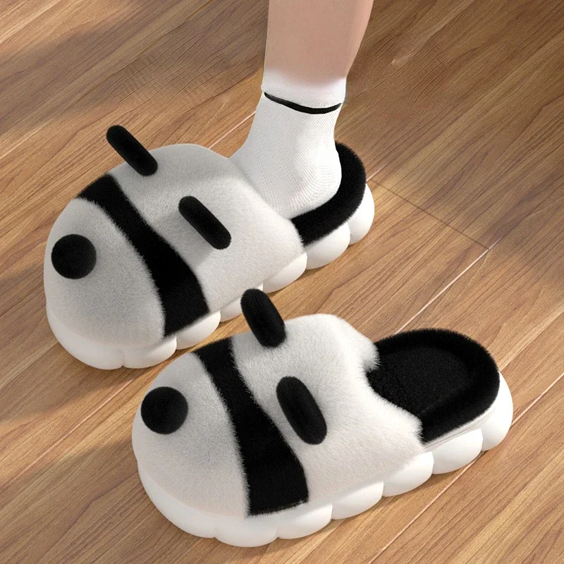 as de manga kapcie damskie Cartoon Panda zimowe ciepłe slajdy śliczne Kawaii Pluszowy Contton Dom kryty Fuzzy Floor Mężczyźni Panie Kobieta