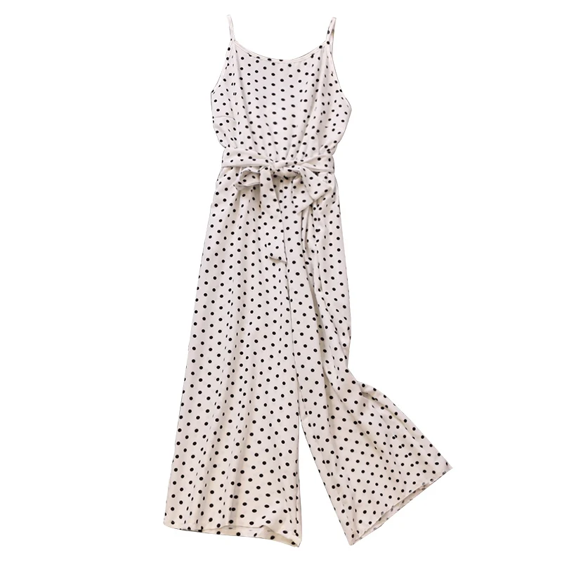 

Women Summer Fashion Casual Sleevelss Polka Dot Print Vacation Beach Jumpsuit White/Navy/Red