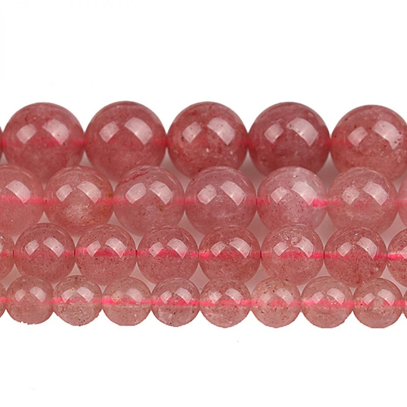 

Natural Stone Beads Strawberry Quartz Crystal Gem Round Loose Spacer Beads 4 6 8 10 12mm For Bracelets Necklace Jewelry Making
