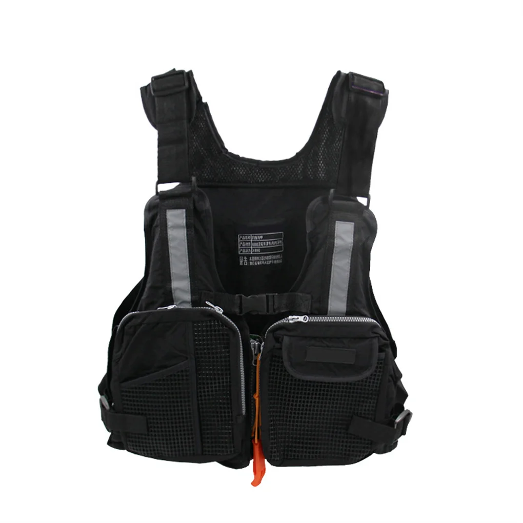 

Buoyancy Vest Kayak Drifting Surfing Life Jacket Swimming Fishing Adults Adjustable Safety Vest, Black