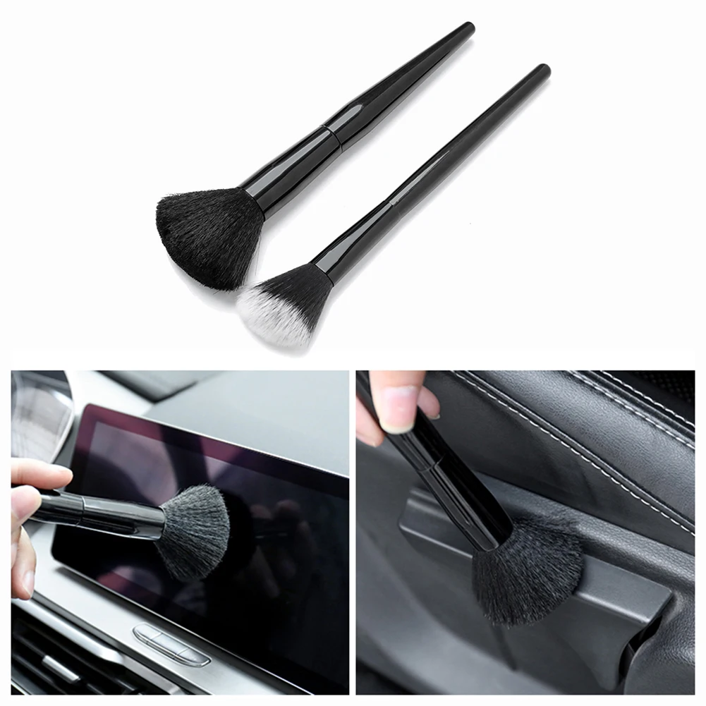 

2pcs Super Soft Bristle Duster Car Interior Detailing Brush Set Dashboard Air Outlet Brushes Auto Interior Gap Cleaning Tools
