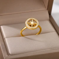 vintage zircon anxiety spinner ring for women stainless steel gold color round rotary anti stress fidget ring party jewelry gift