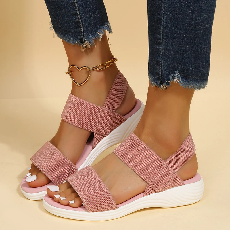 

Women's Wedge Heel Platform Cozy Sandals Ladies Outdoor Beach Sandals Elastic Band Designer Shoes Sandals Women Summer New 2022