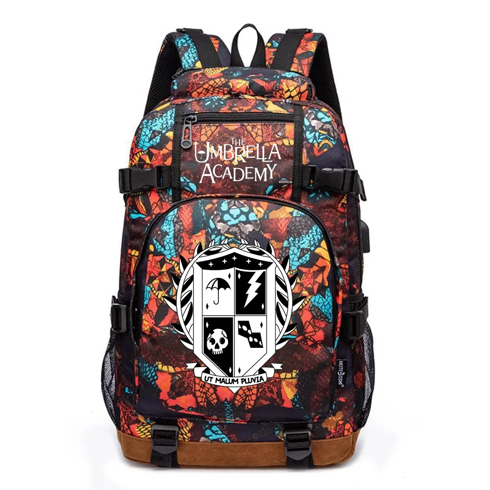 

New The Umbrella Academy USB Backpack Student School Bag Men Women Rucksack Travel Shoulder Bags Large Mochila