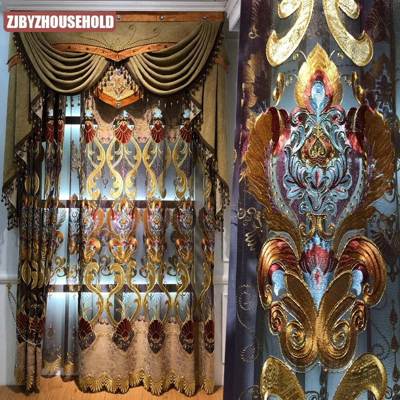 

Hot Sale Curtains Modern Rural American Style Country Cotton Linen Embroidered Curtains for Living Room Bedroom