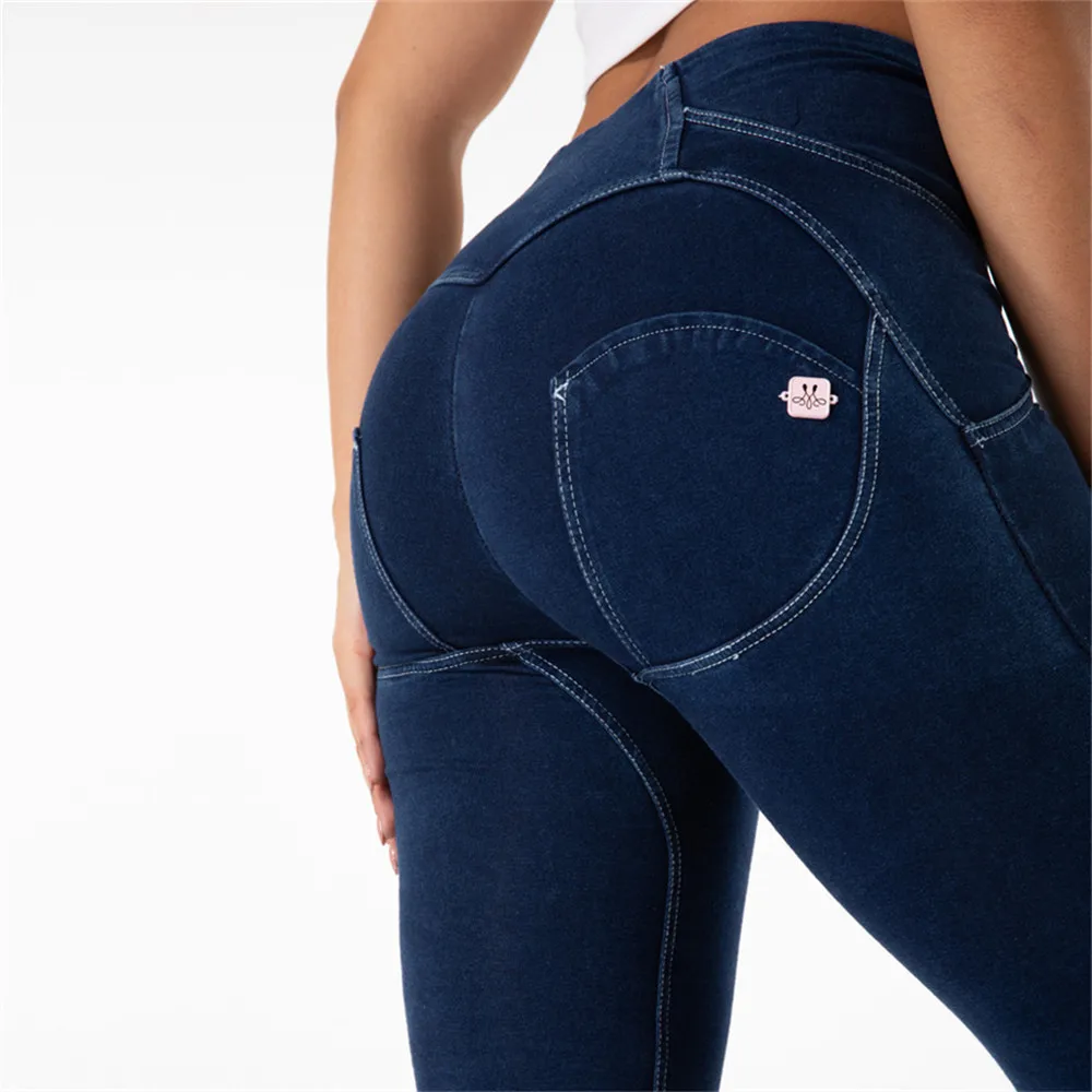 

Melody High Waist Butt Lifting Leggings Dark Blue Jeans Skinny Sports Pants Women Fitness Elastic Jeans Comfort Ladies Trousers