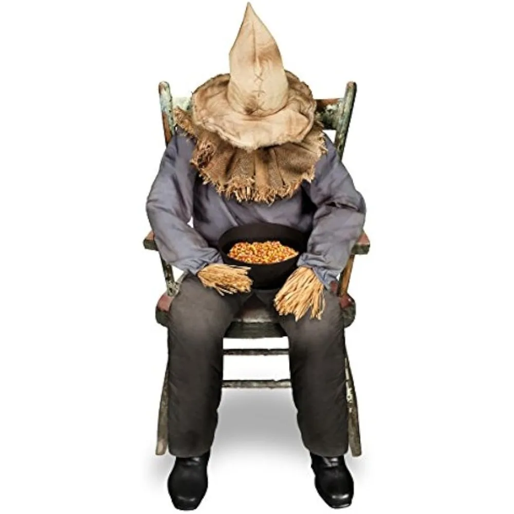 

Spirit Halloween Decoration 4.5 Feet Sitting Scarecrow Animatronic, Scary Decoration ,Motion and Sound Activated