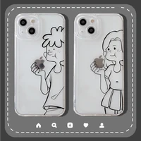 bandai creative couple cute line cartoon phone case for iphone 13 12 11 pro max xs xr x xsmax 8 7 plus high quality case