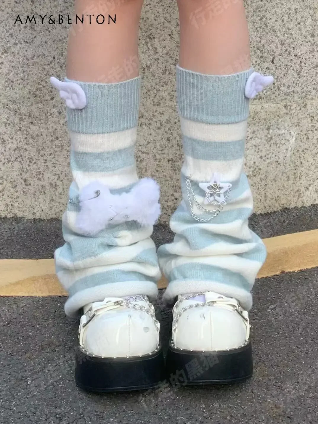 Оригинальные субкультуры акварельные полосатые гетры с рогами японские Harajuku