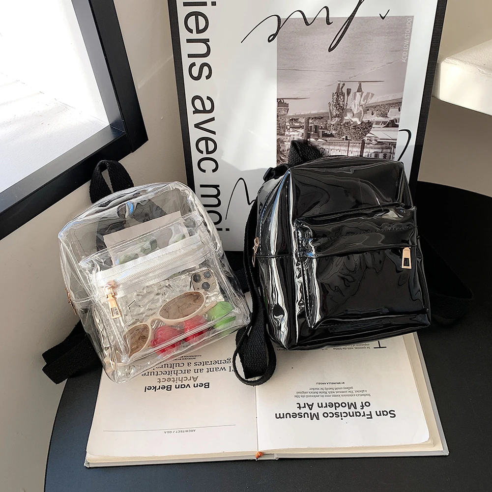 

Mini Transparent Women Backpack Fashion PVC Cute Kids Girls School Bag Student Bookbags Clear Casual Travel Bagpack