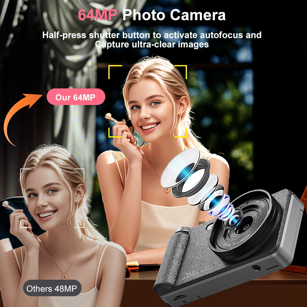 Фото Цифровая камера A67A с CCD-матрицей, режимом Beauty, вспышкой, 3.0-дюймовым LCD-экраном, 18-кратным зумом, детская камера для видеоблогинга, подарок для мальчиков и девочек №4