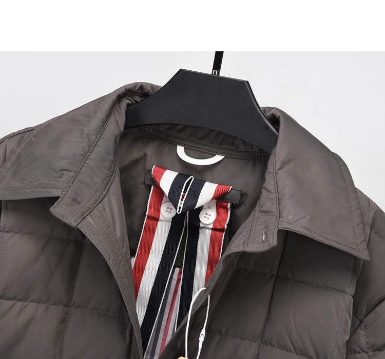 TB THOMMen's Jacket Winter Fashion Brand Down Jackets Down-Filled Matte Nylon White Stripes Polo Coats Casual Thick Jackets