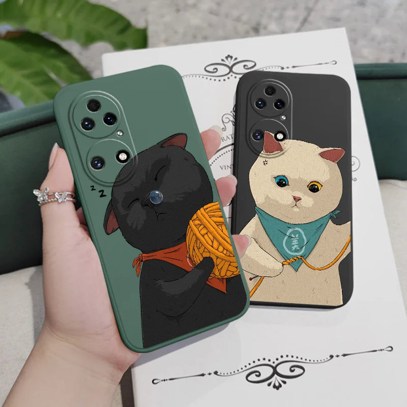 

Woolen Cat Phone Case For Huawei P50 P40 P30 P20 Nova 10 10SE 9 9SE Mate 50 50E 40 30 20 Pro Lite P Smart 2021 Y7A Cover