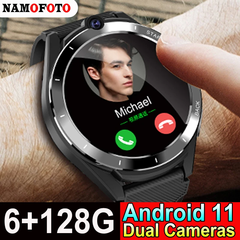 

New 6GB RAM 128GB Smart Watch Men Android 11 Z40 Dual Chip GPS WiFi 900mAh Power Bank Gift 8MP Cameras Smartwatch 4G Full Netcom