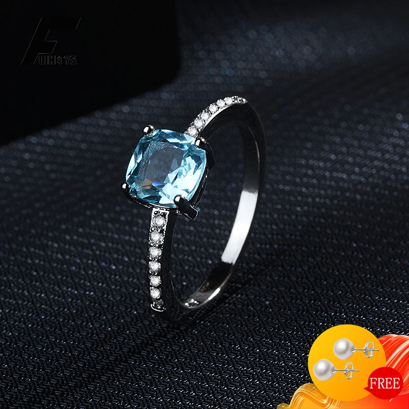 

FUIHETYS Fashion Finger Ring for Women 925 Silver Jewelry with Sapphire Zircon Gemstone Rings Wedding Party Gift Accessories