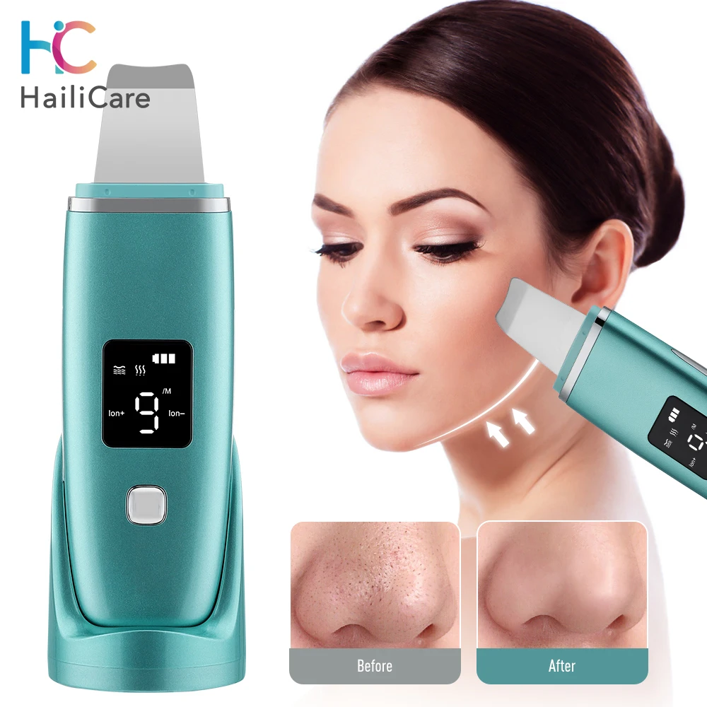 

Ultrasonic Skin Scrubber Lift Machine LCD Digital Deep Face Cleaning Peeling Electric Face Cleansing Spatula Blackhead Remover