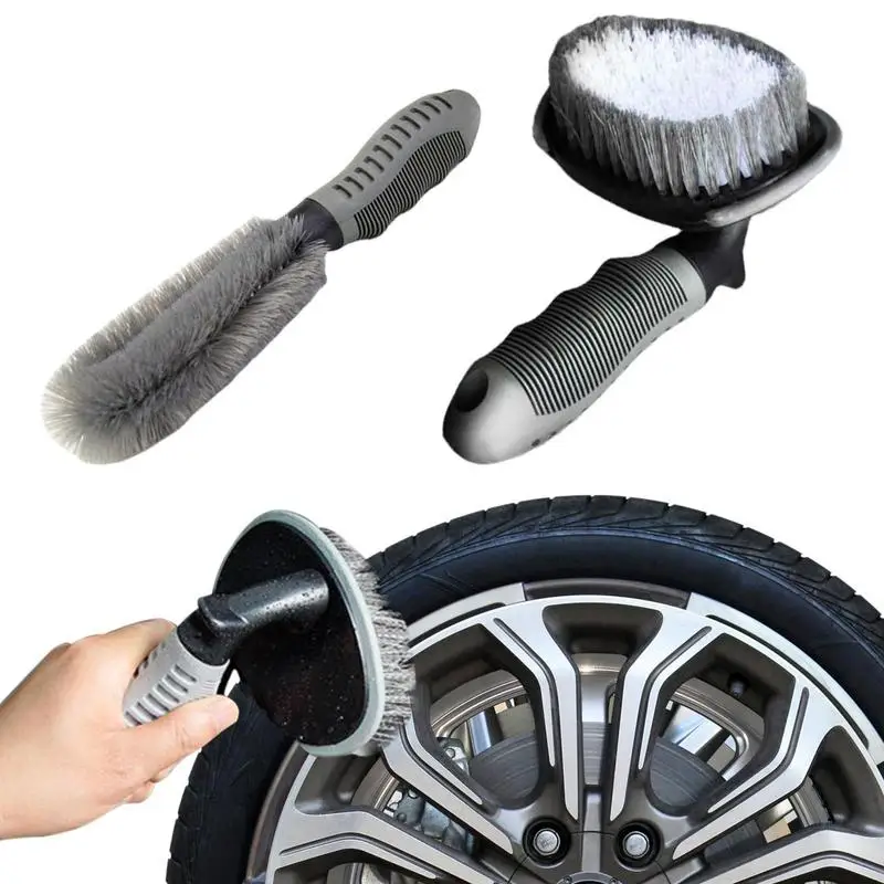 

Car Wash Tire Brush Kit 2pcs Wheel Tire Brush Set For Cleaning Wheels Durable Wheel Rim Cleaner Brush Set For Cleaning Wheel And