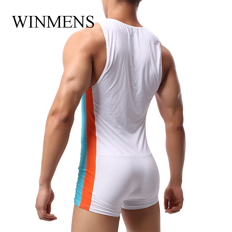 Men's Fitness Sweat Suit Summer O-neck Shapewear Sleeveless Man Shaper Slimming Jumpsuit For Wrestling  Bodybuilding Training