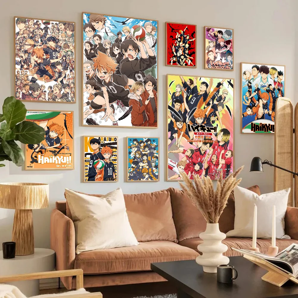 Японские Аниме-волейбол Boy Haikyuu плакаты из аниме стикеры для кофейного дома бара