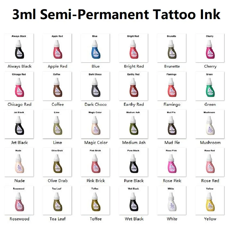 

3ML Original Pure Micropigment Semi Permanent Makeup Tattoo Pigment Microblading Tattoo Eyebrow Eyeliner Lip Ink For Body Art