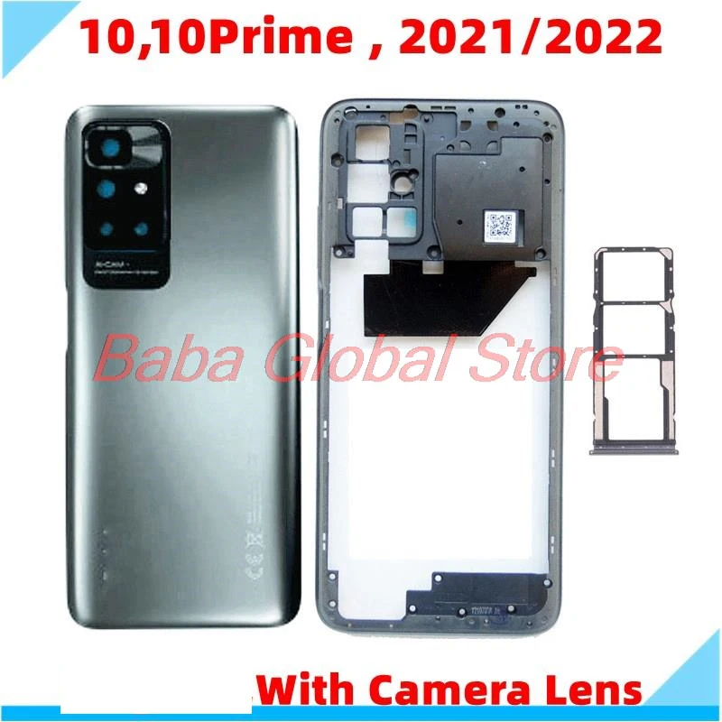 Для Xiaomi Redmi 10 Prime 2022 средняя рамка Корпус объектив камеры с крышкой аккумулятора +