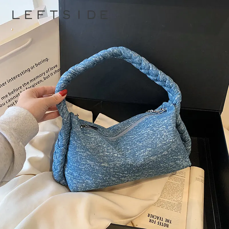 

Small Denim Underarm Shoulder Bags for Women 2023 Korean Designer Fashion Y2K Female Rope Handle Handbags Chain Crossbody Bag