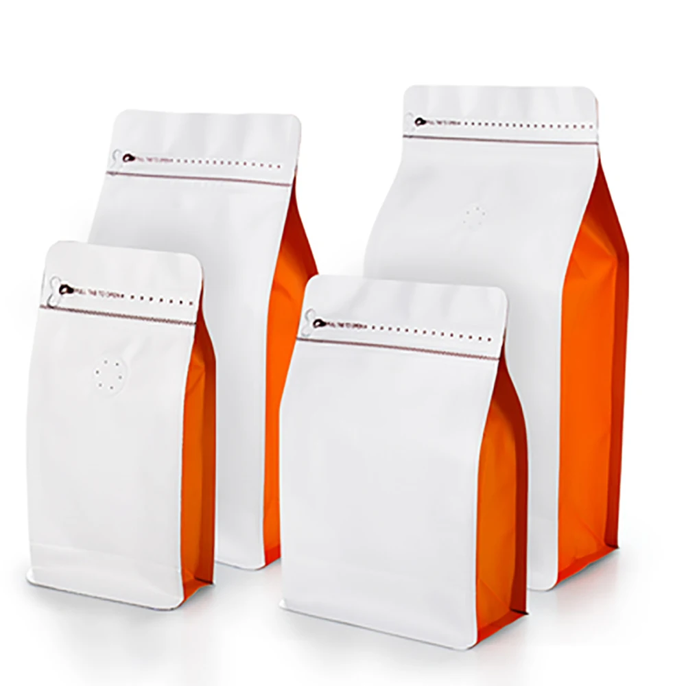 

10pcs Wholesale Side Gusset Ziplock Pouches With Valve Flat Block Bottom 250g 500g Coffee Bag