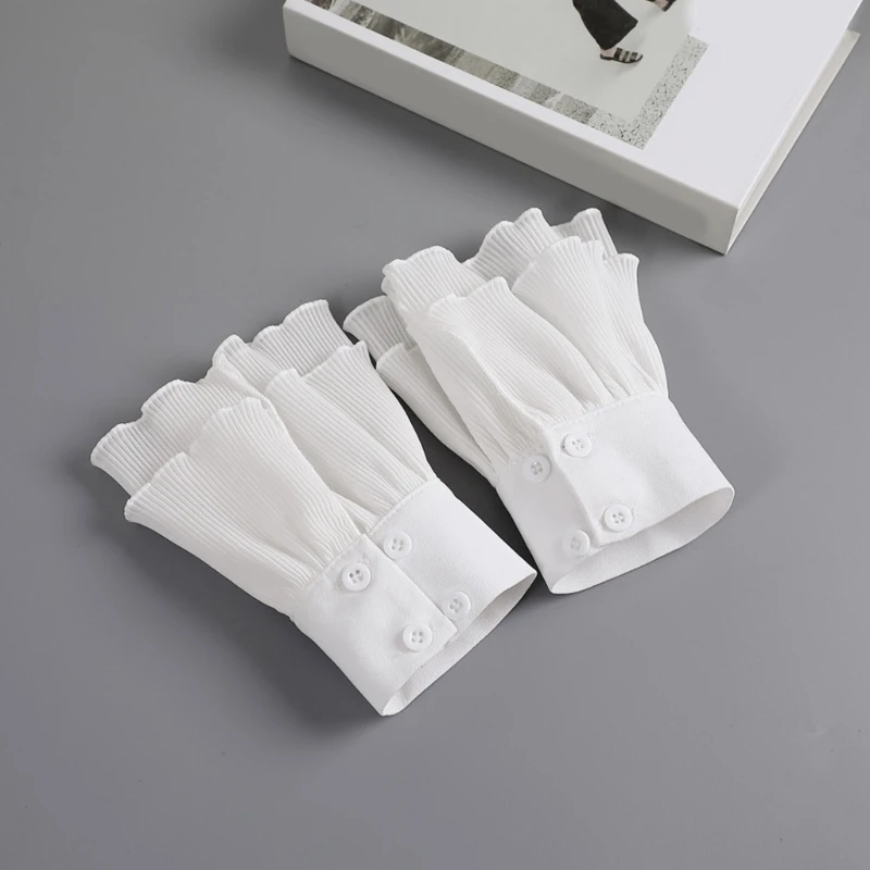 

Layered Fake Sleeve White Wrist Cuffs Girls Blouses Shirt Ornaments for Casual Drop Shipping