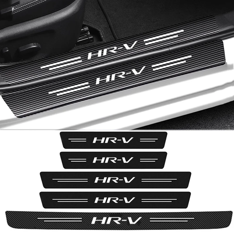 Фото Углеродное волокно, порог двери автомобиля, наклейки против царапин для Honda HRV HR-V, защитные наклейки на задний порог багажника, автоаксессуары №1