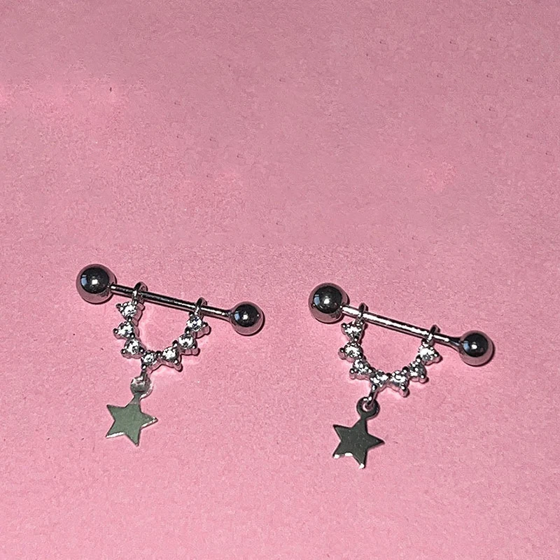1 пара модных элегантных звездных ушных костей для ногтей женщин и девочек