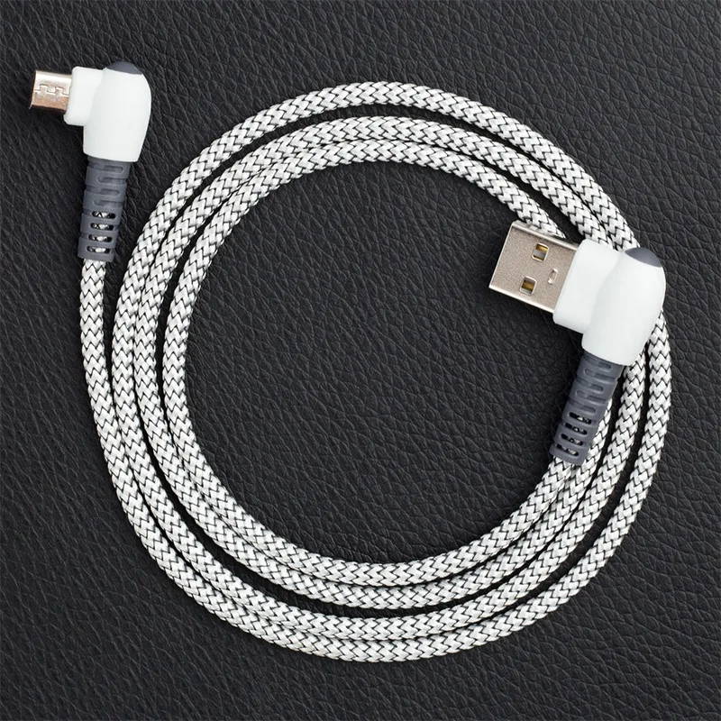 

2023 New 1m Braided Elbow 2.4A Fast Charging Data Cable USB to Type C Micro USB Cable For Samsung Huawei Xiaomi Smartphone Cable