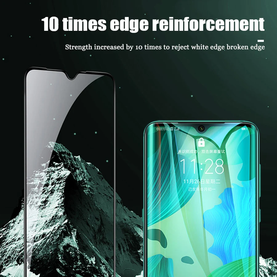 Стекло с полным покрытием для Huawei P30 Lite P40 P20 Pro P50 Защитная пленка экрана P Smart Z 2019 2020