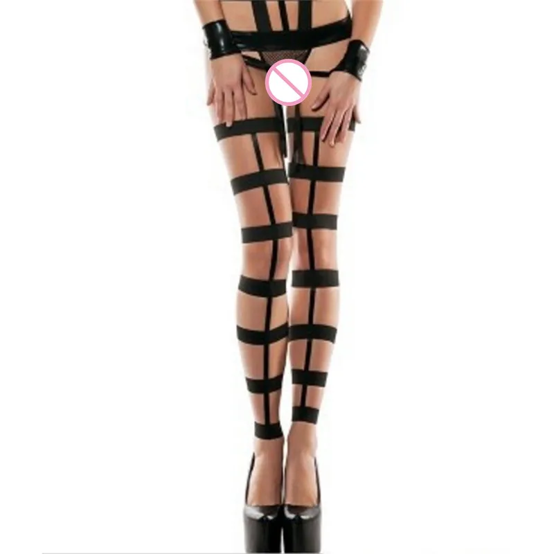 

Women Bandage Fishnet Stockings Thigh-High Leg Wraps Strappy Tights