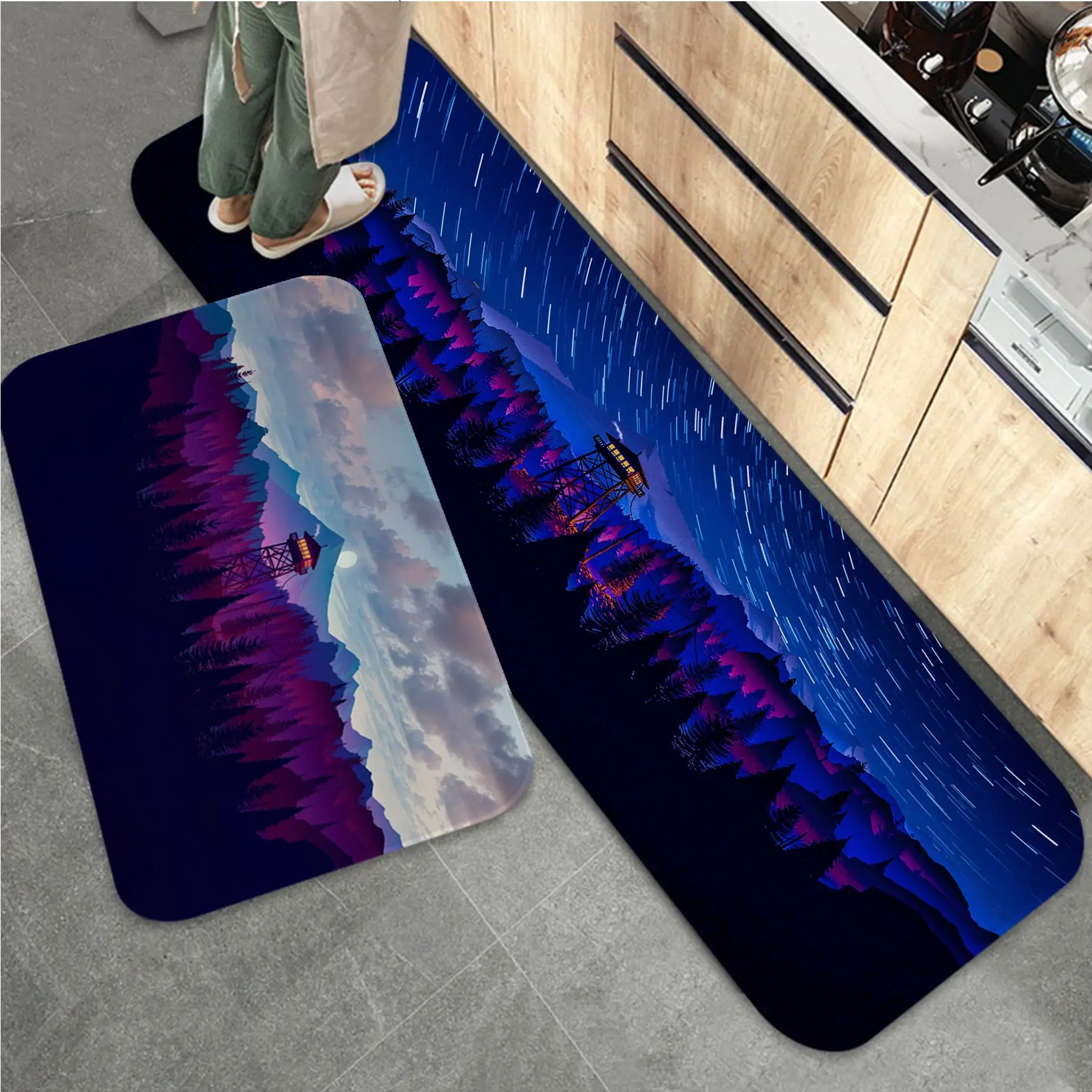 

Deep Forest Firewatch Anime Entrance Door Mat INS Style Soft Bedroom Floor House Laundry Room Mat Anti-skid Welcome Doormat