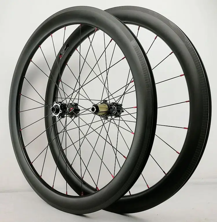 

Road Bike Carbon Wheelset 700C Disc Brake 24H Tubeless Clincher Thru Axle 15/12*100mm 12*142mm 40/50/55mm